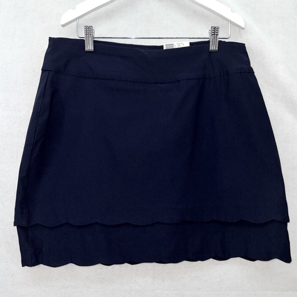 NWT Women’s Crown & Ivy Navy Blue Skort size 8 Ruffles Two-Tiers Elastic Waist